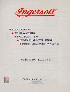 1949 Ingersoll Price List, cover