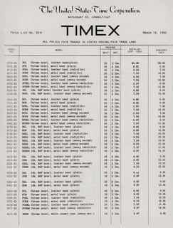 1950 Price List, cover