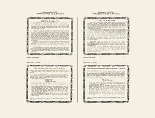1978 Warranty Booklet, page 4