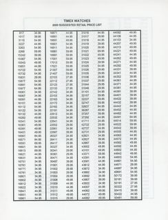 2000 Suggested Retail Price List, cover