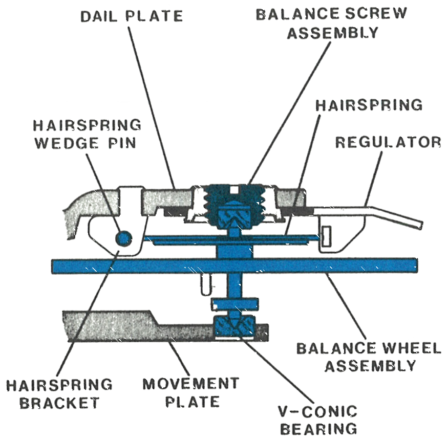 Cross section through the balance and V-conic bearing