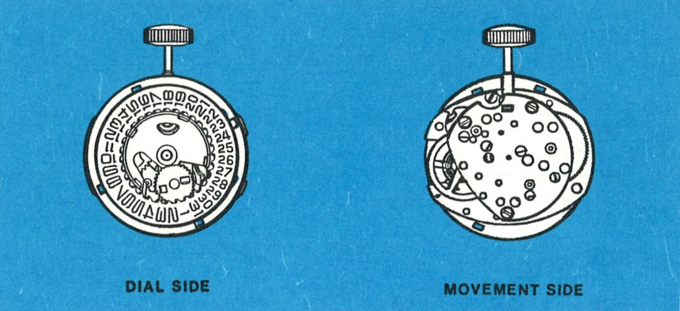 The Model 101 movement, dial side and movement side