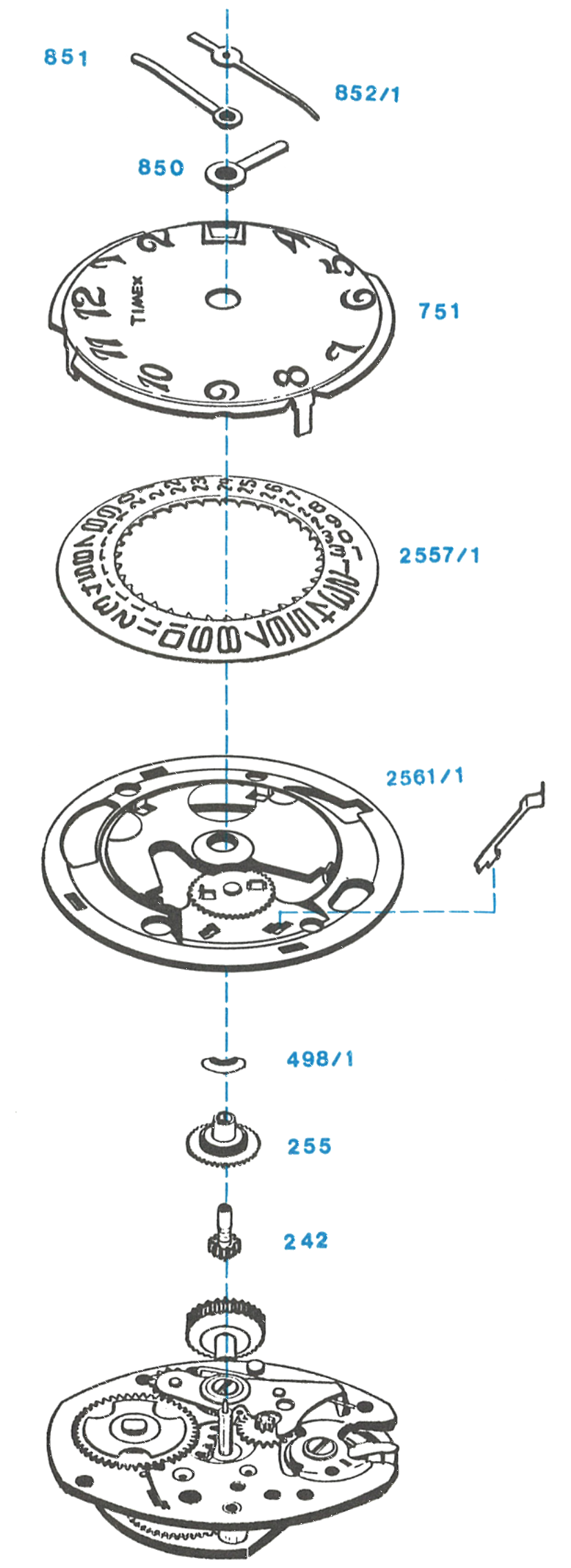 Model 101 movement, exploded view