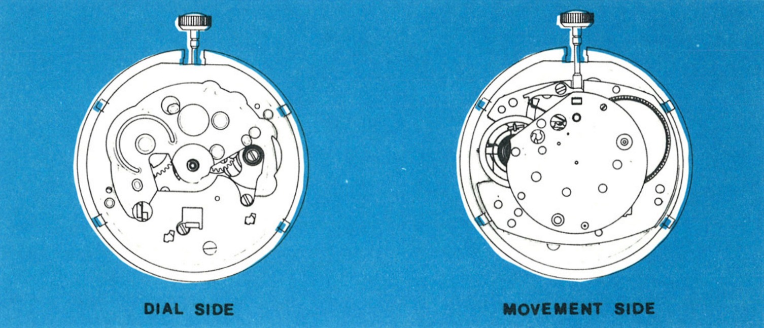 The Model 104 movement, dial side and movement side
