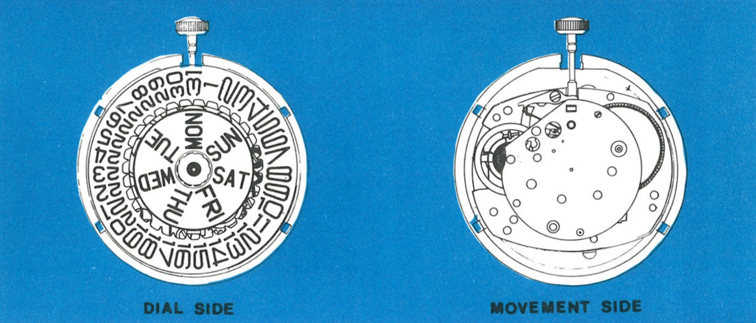 The Model 106 movement, dial side and movement side