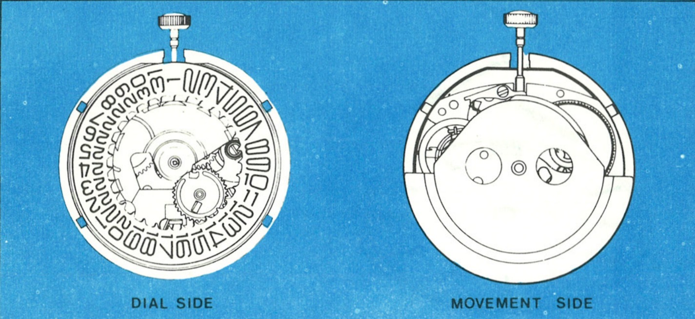 The Model 108 movement, dial side and movement side