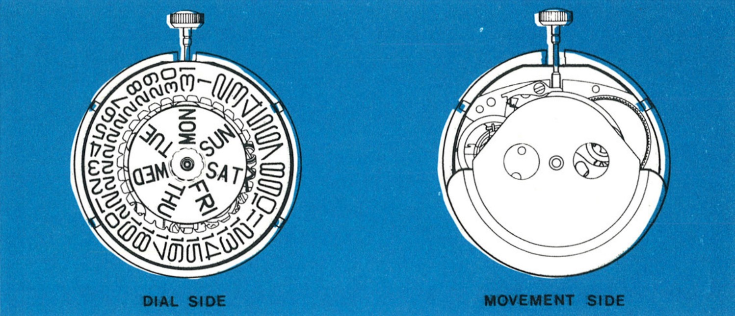 The Model 109 movement, dial side and movement side