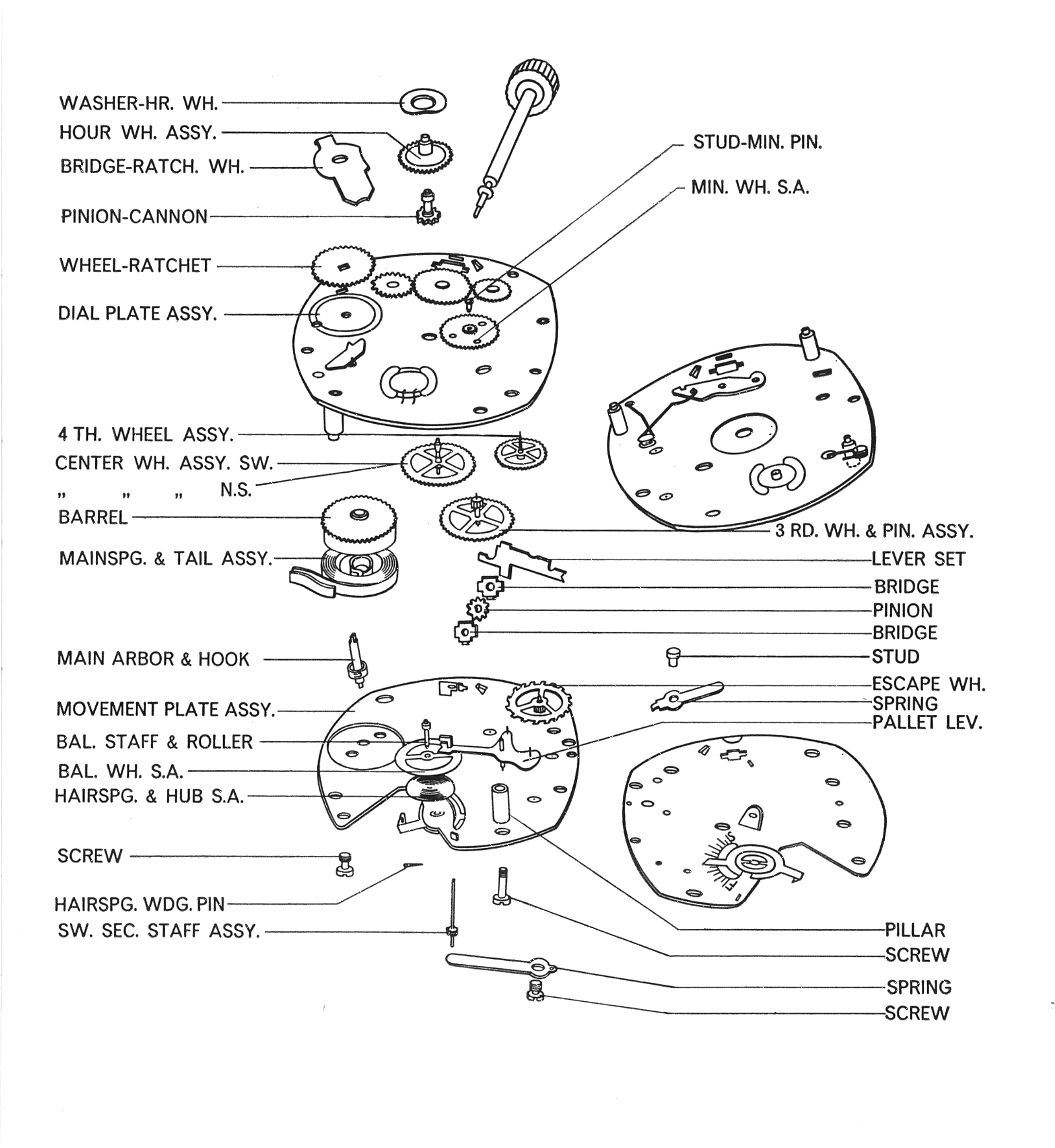 Model 22 Movement, completely exploded view