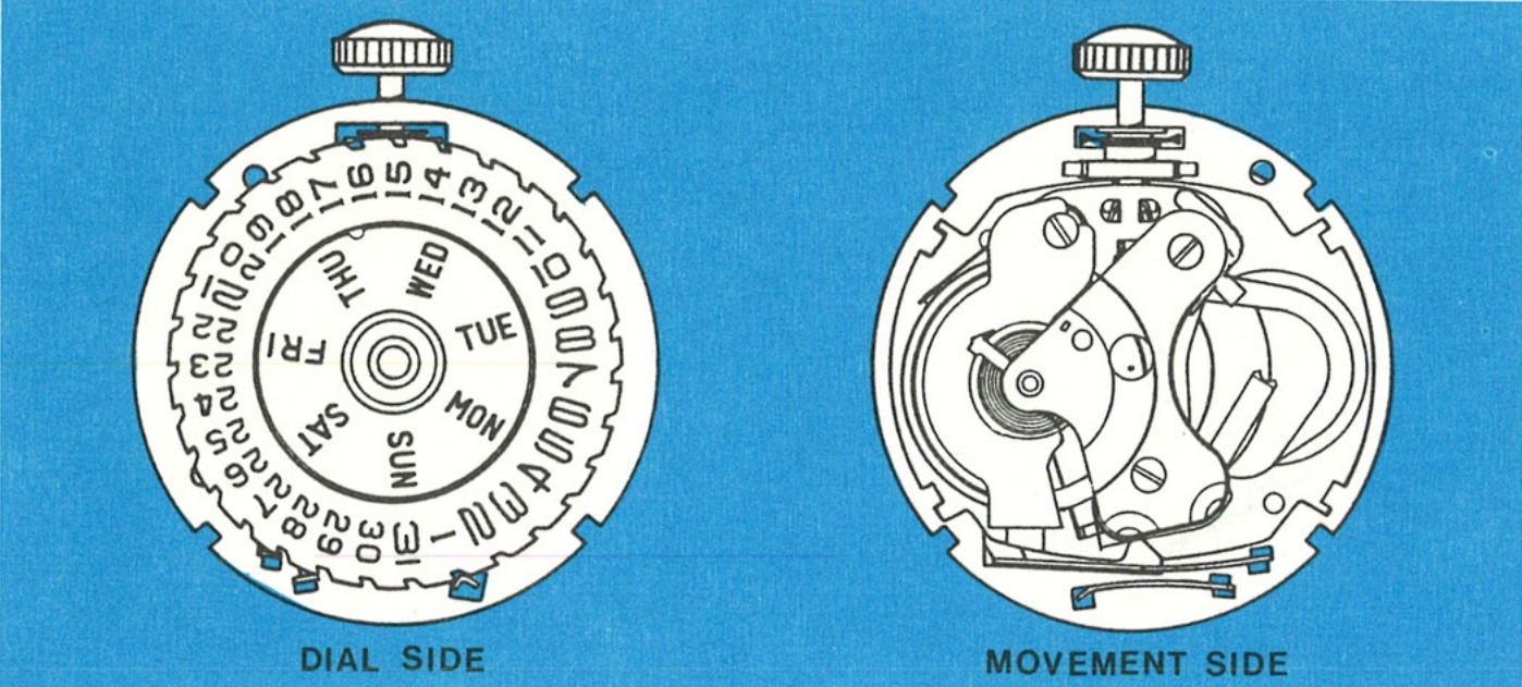 The Model 255 movement, dial side and movement side