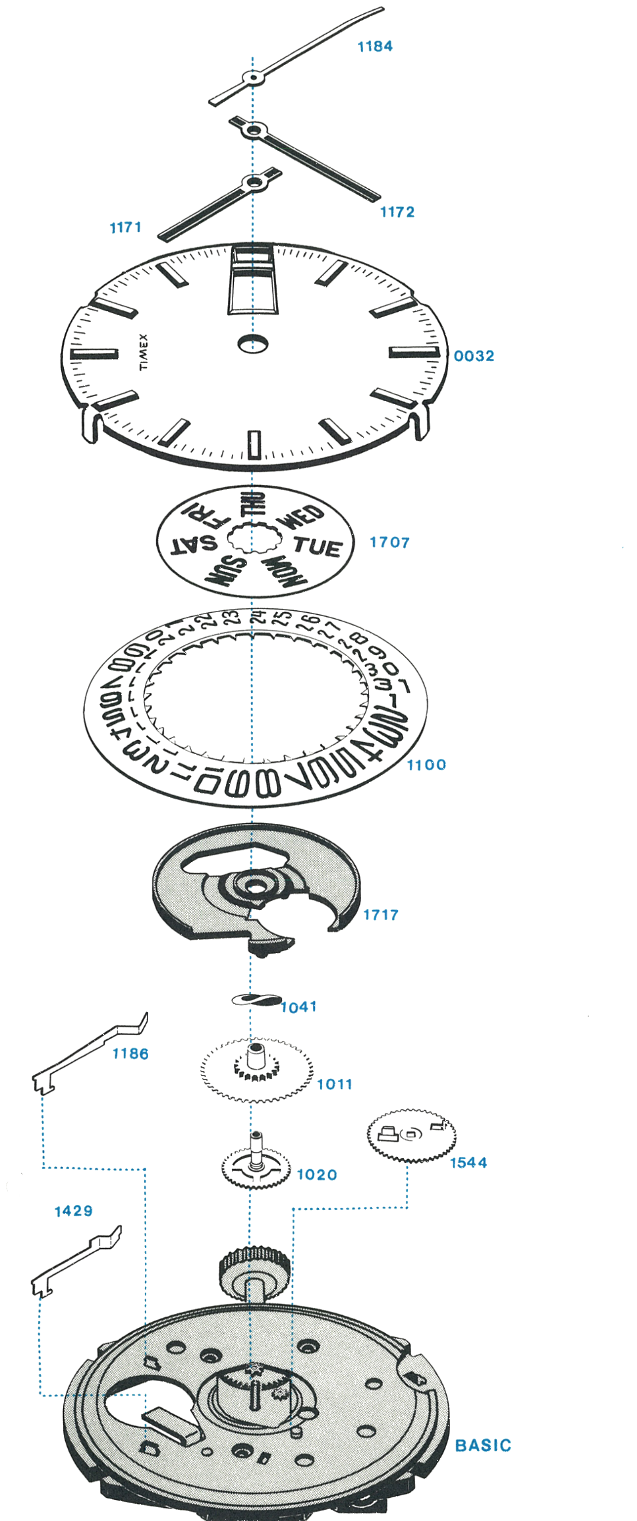 Model 262 movement, exploded view