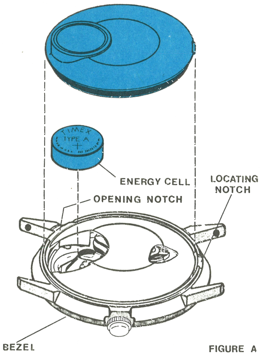 The caseback, locating tab, energy cell, opening notch and bezel