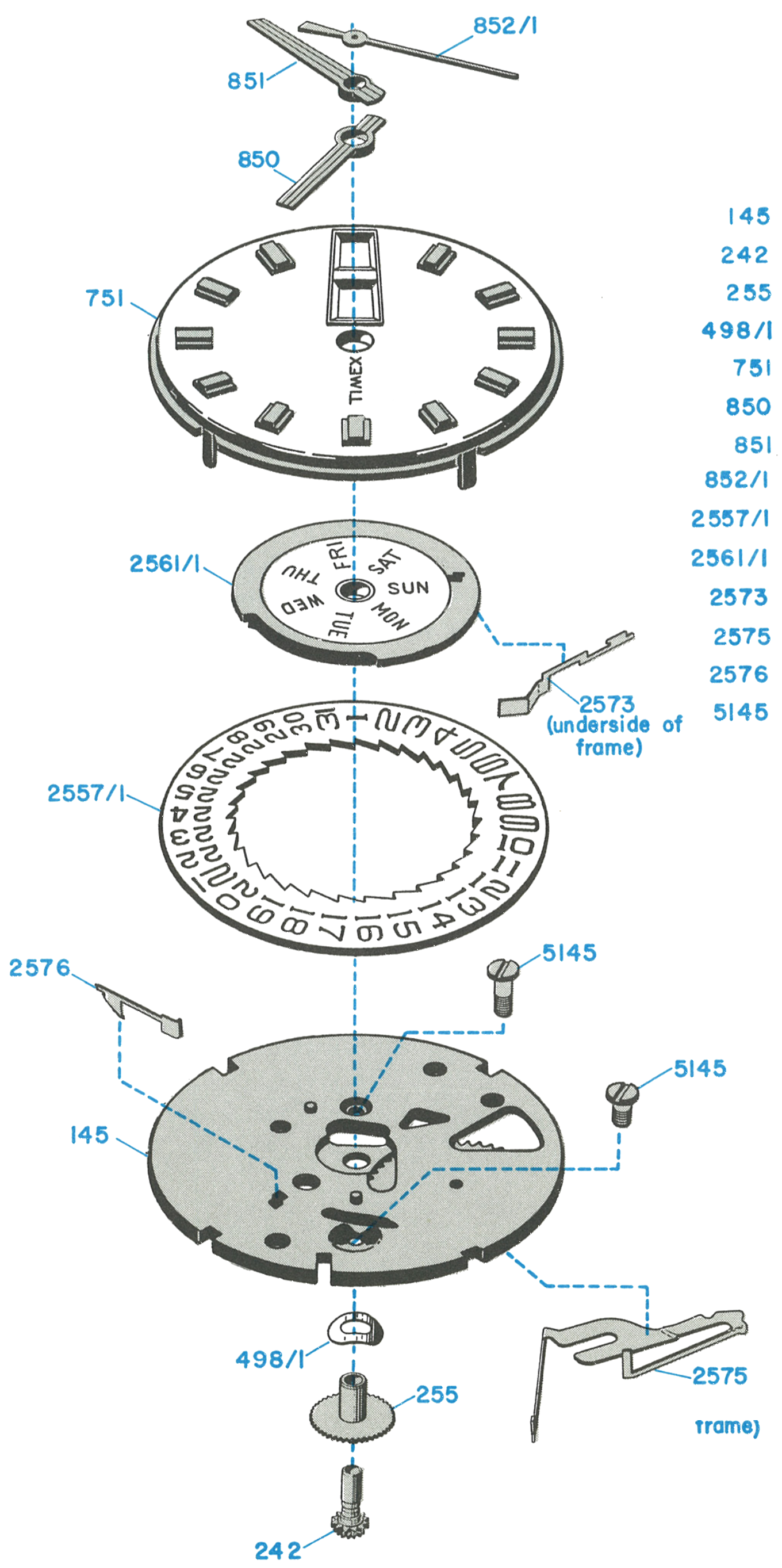 Model 27 movement, exploded view
