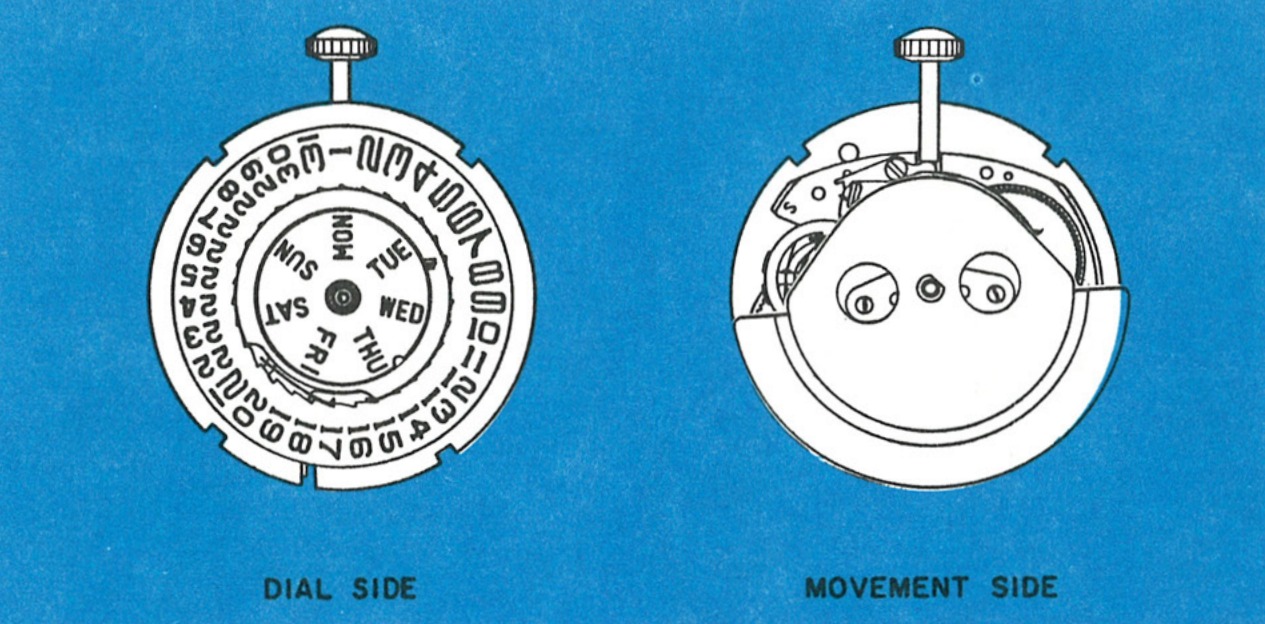 The Model 33 movement, dial side and movement side