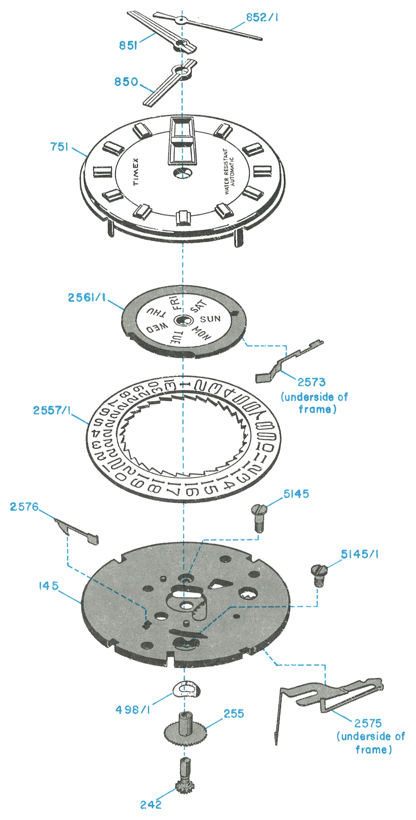 Model 33 movement, exploded view