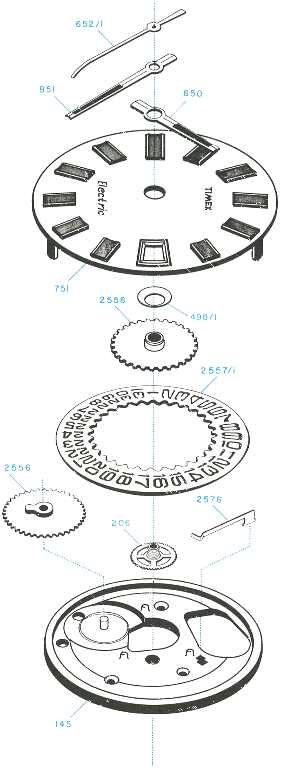 Model 41 movement, exploded view
