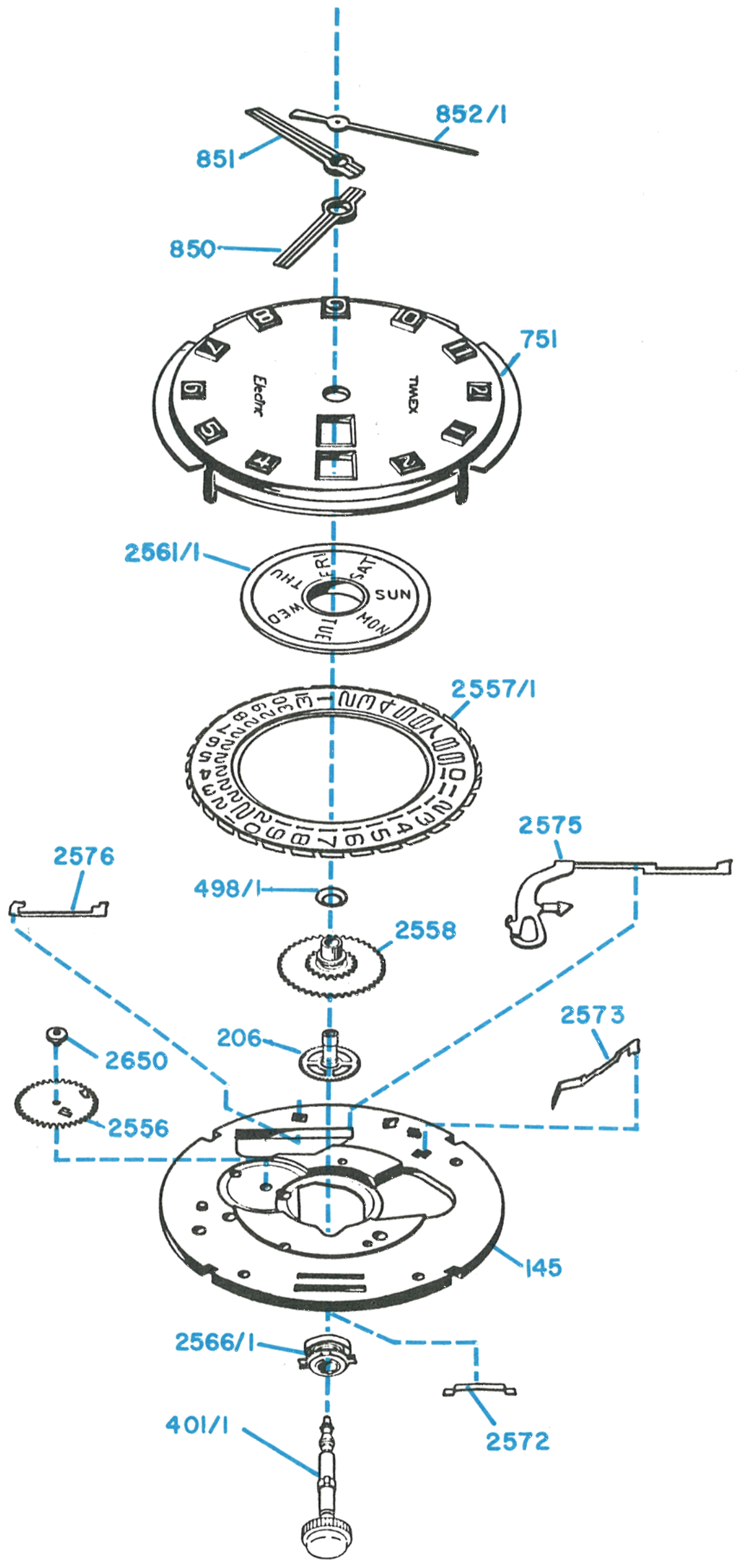 Model 42 movement, exploded view