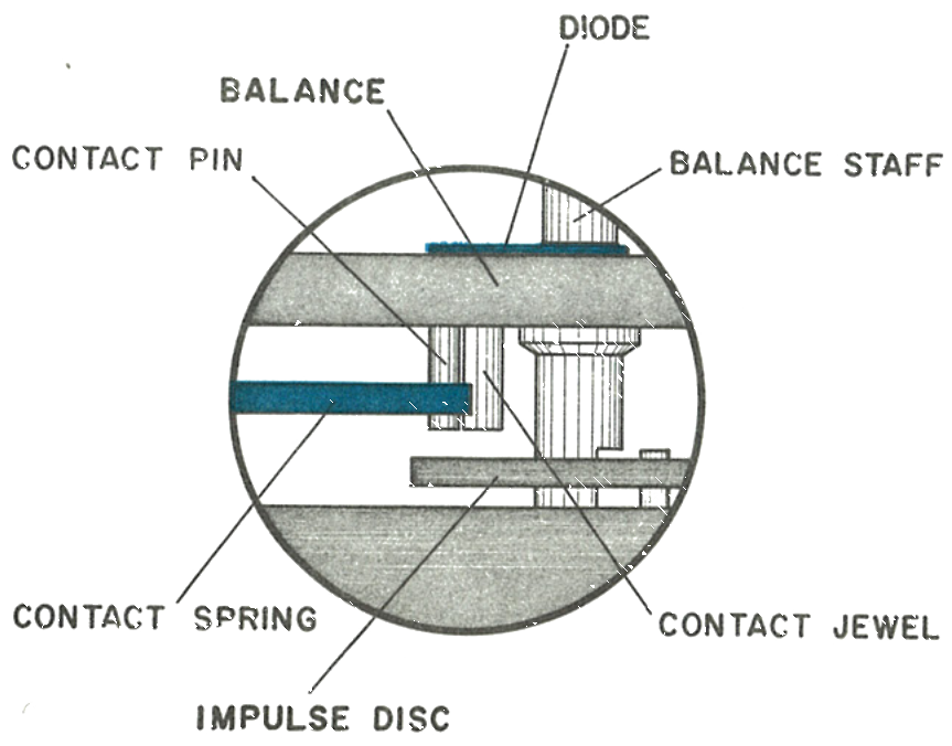 Cross section of the contact spring and diode