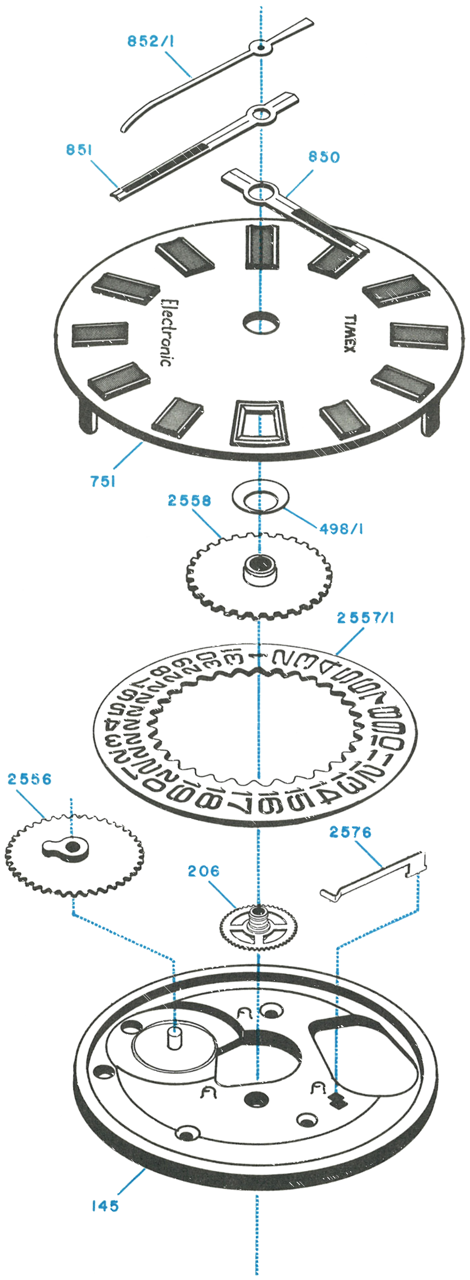 Model 51 movement, exploded view