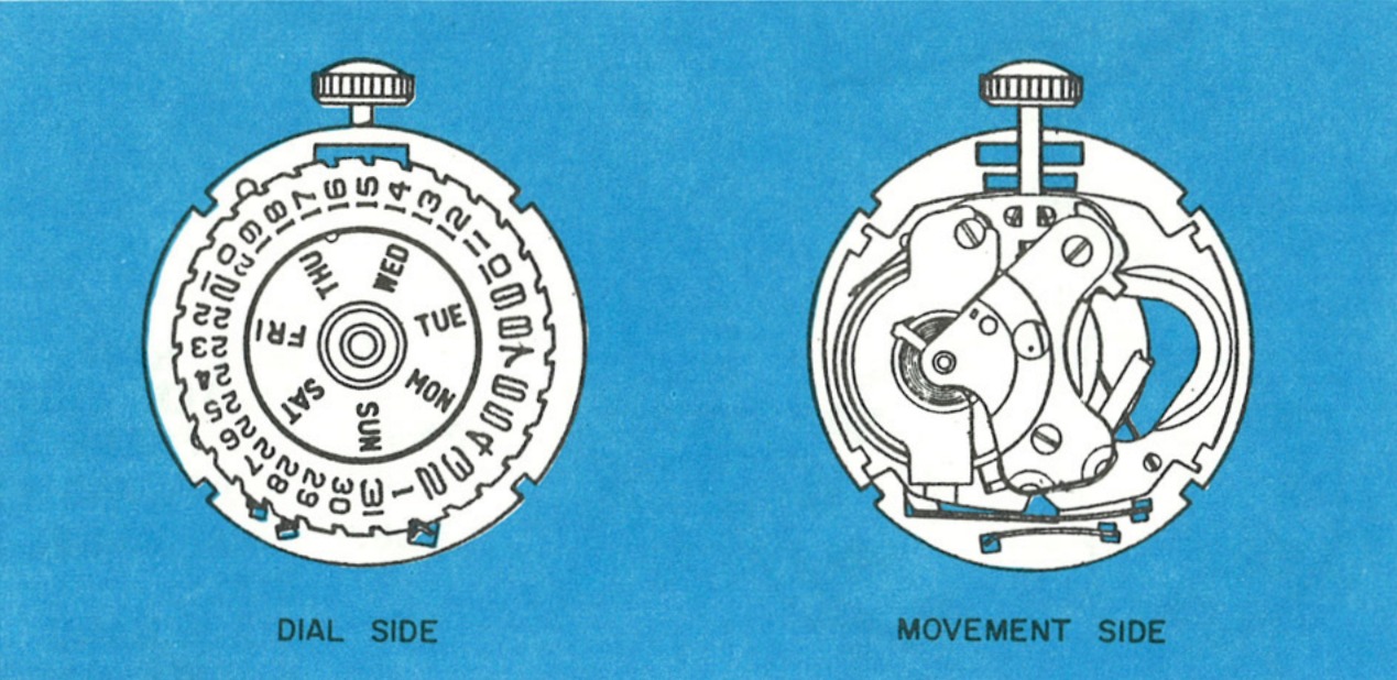 The Model 52 movement, dial side and movement side