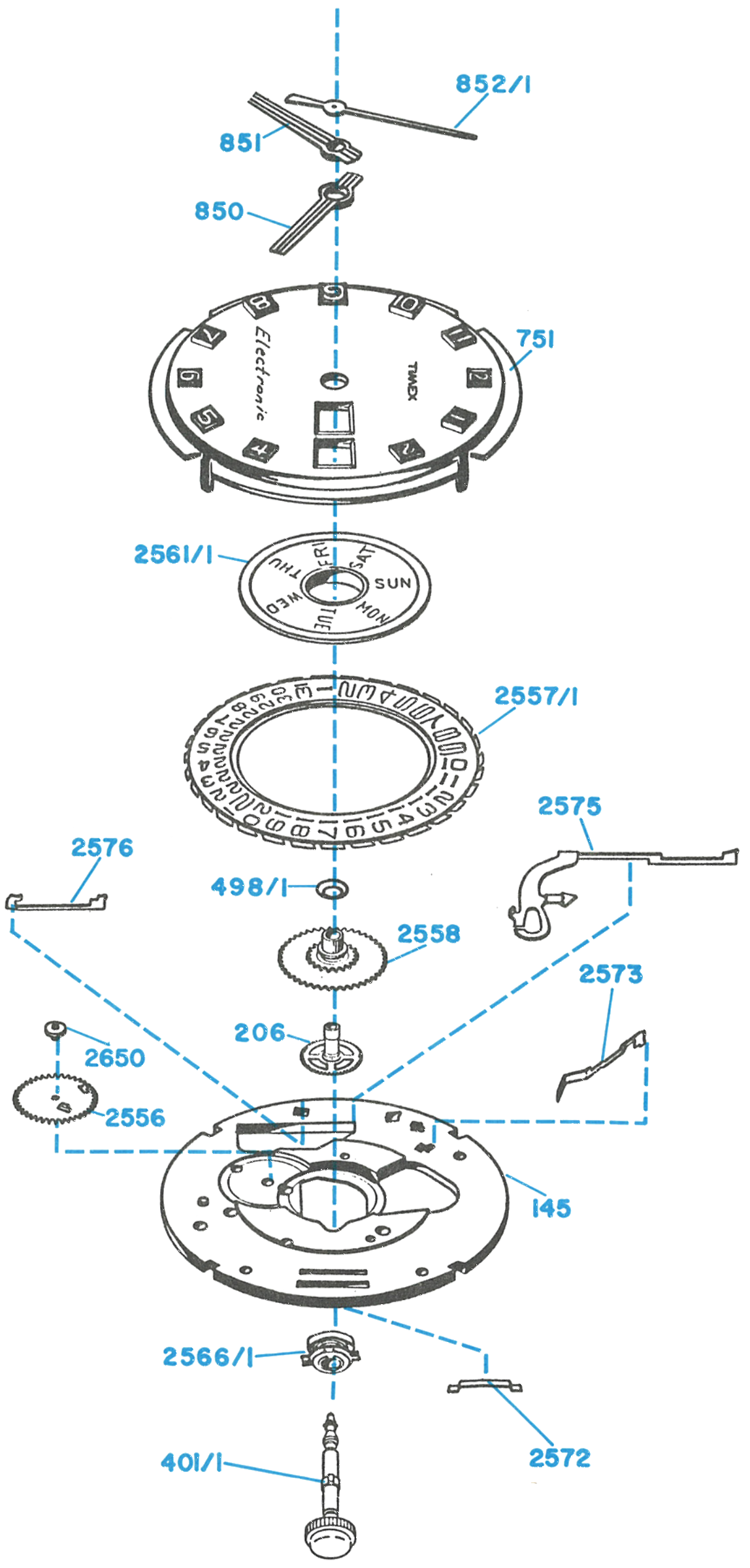 Model 52 movement, exploded view
