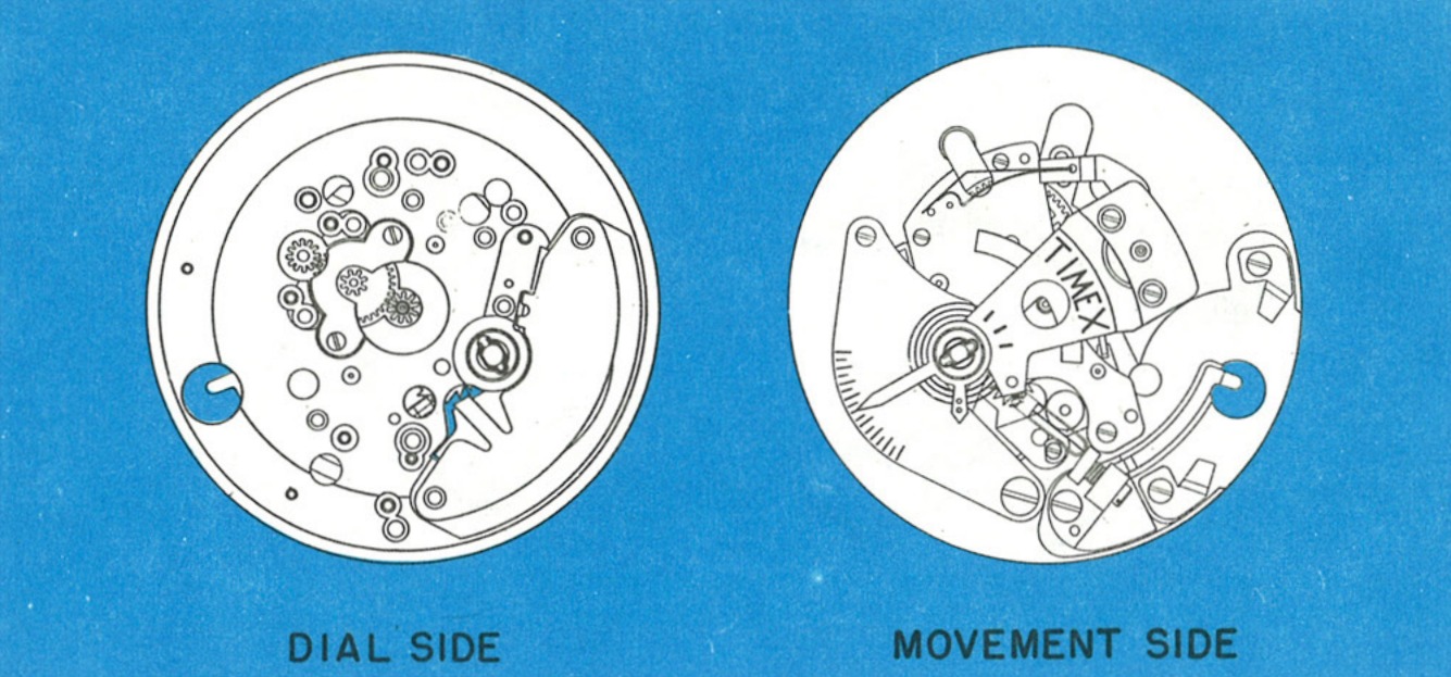 The Model 67 movement, dial side and movement side