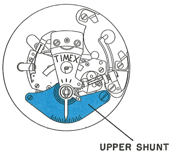 The upper shunt lifted from the movement