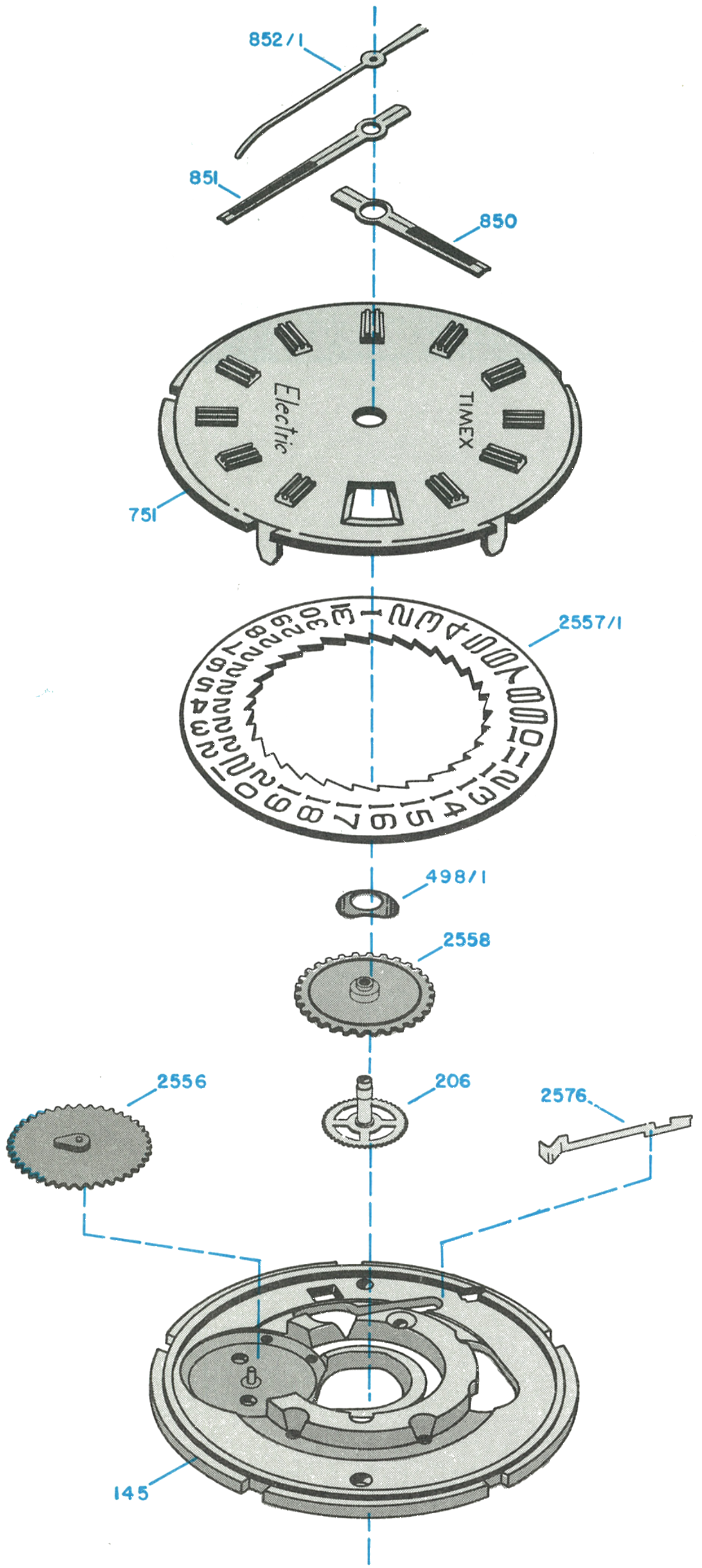 Model 71 movement, exploded view