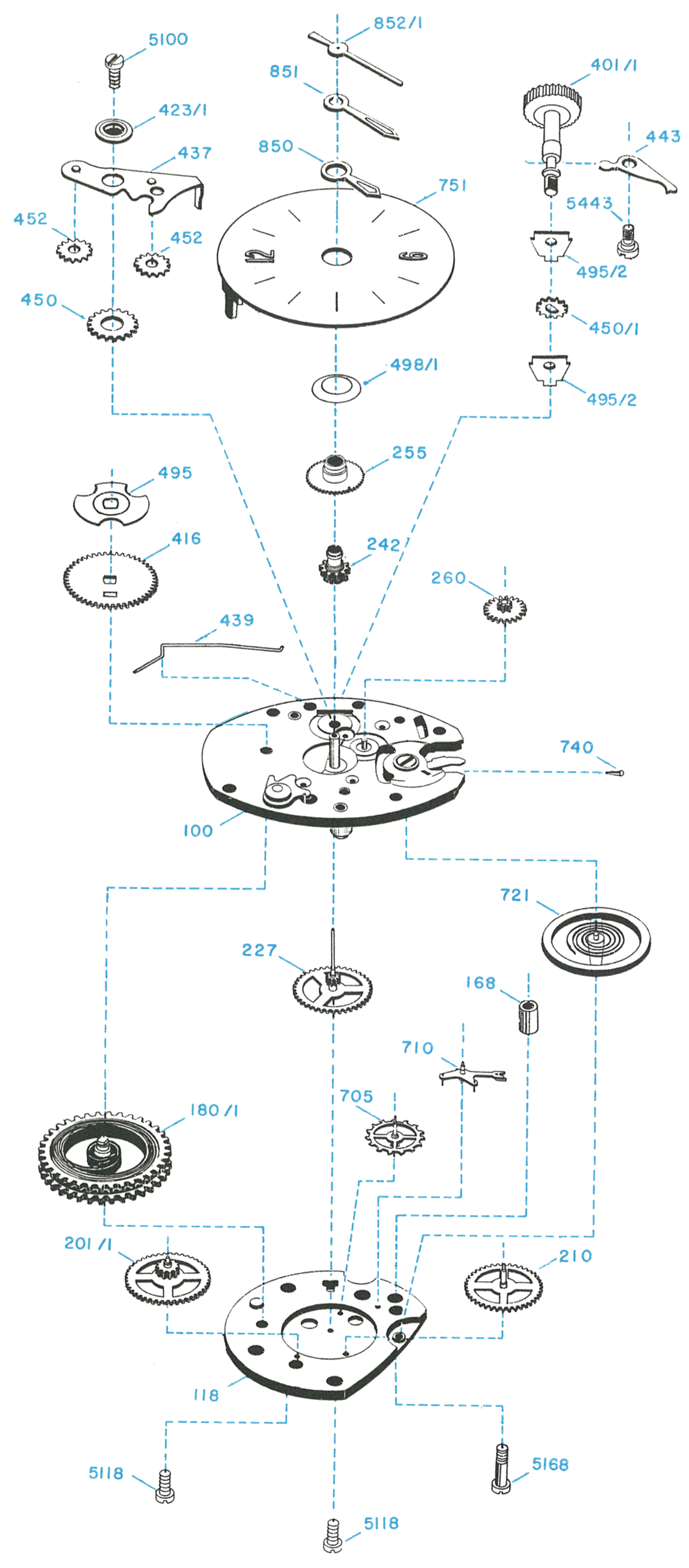 Model 78 movement, exploded view