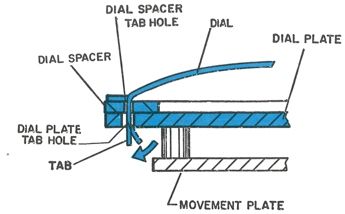 Cross section of the dial spacer