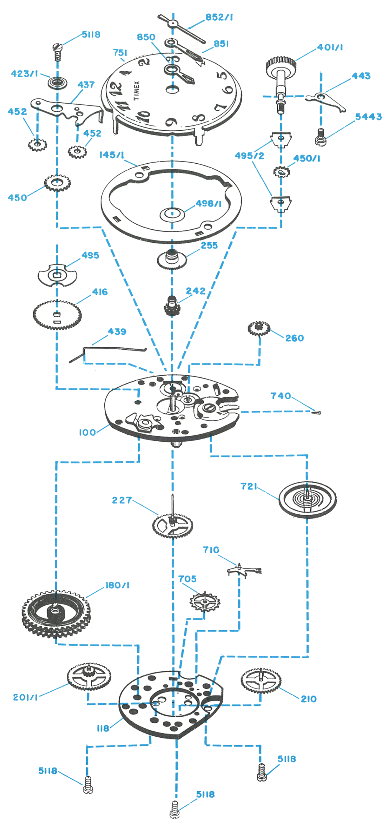 Model 80 movement, exploded view