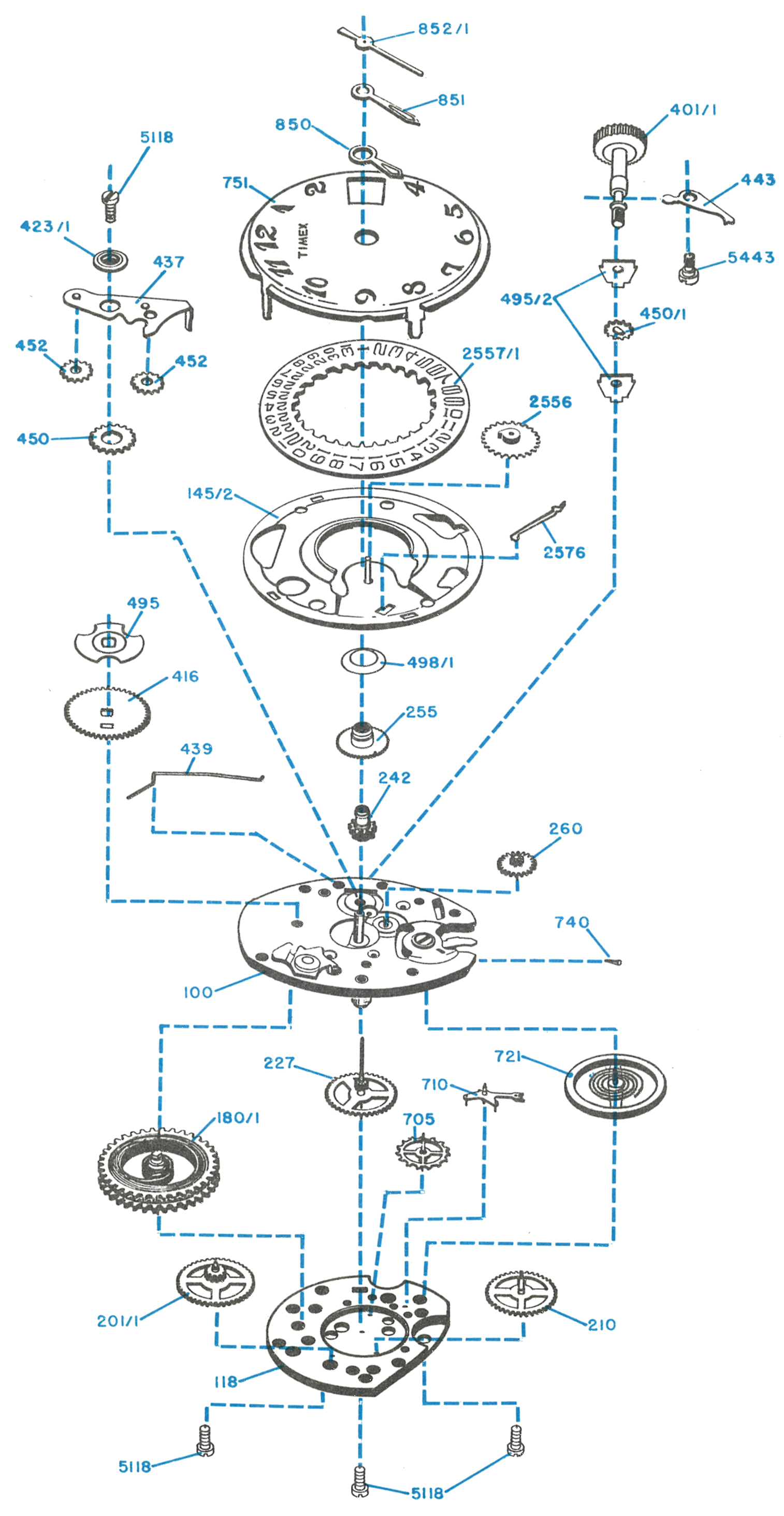 Model 81 movement, exploded view