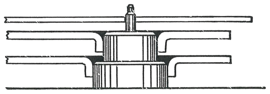 Cross section showing the sweep second hand set below the chamfer