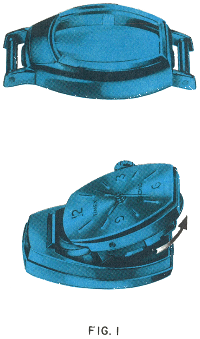 The bezel and caseback separated, with the movement held in the caseback