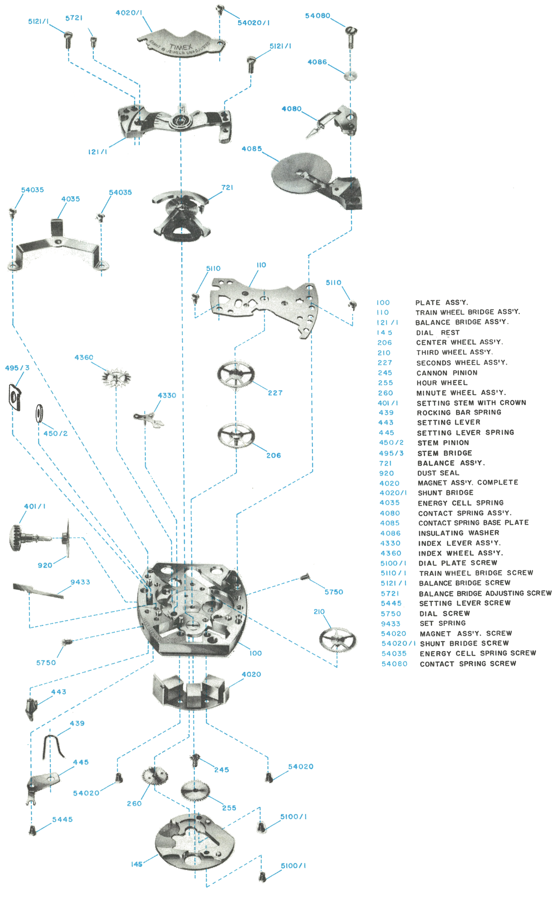 Model 82 movement, exploded view