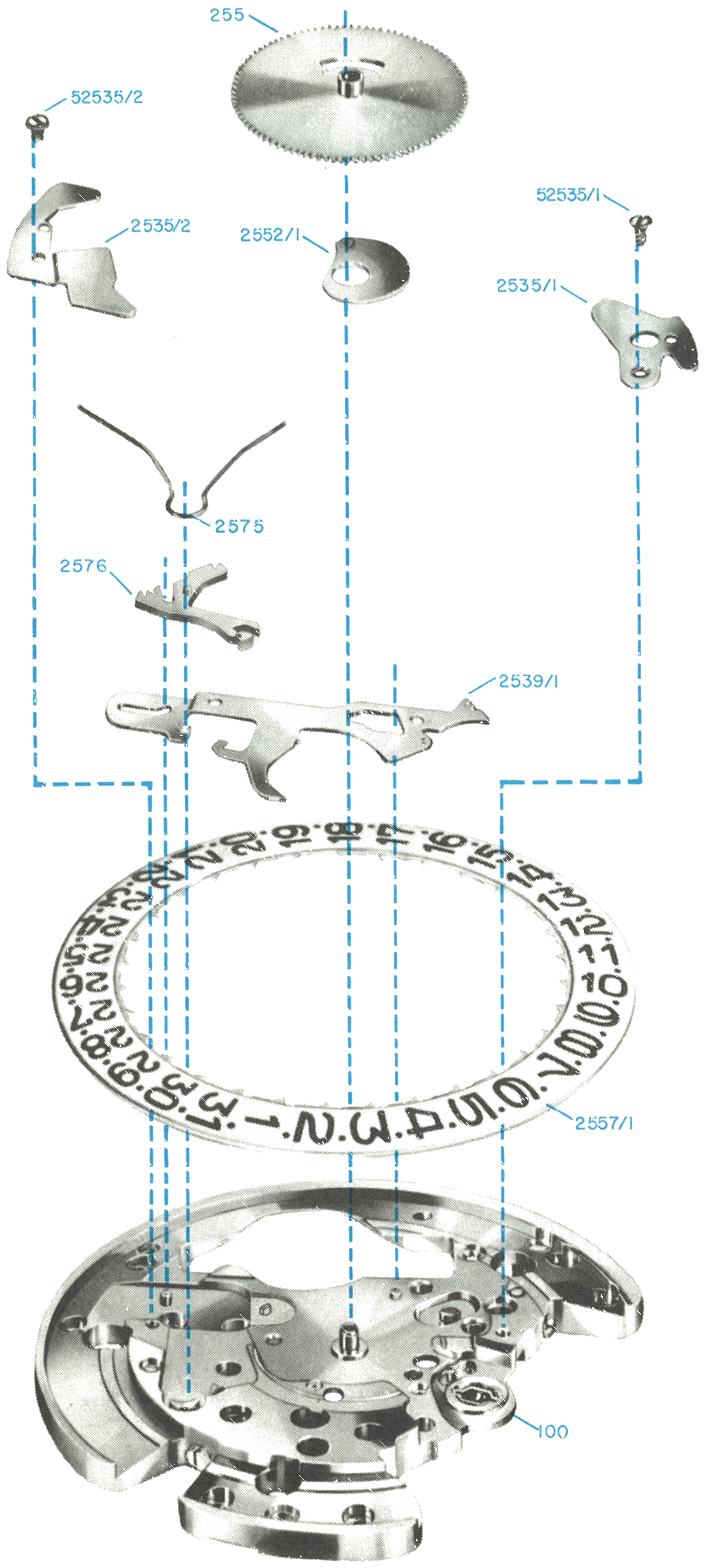 Model 85 movement, exploded view