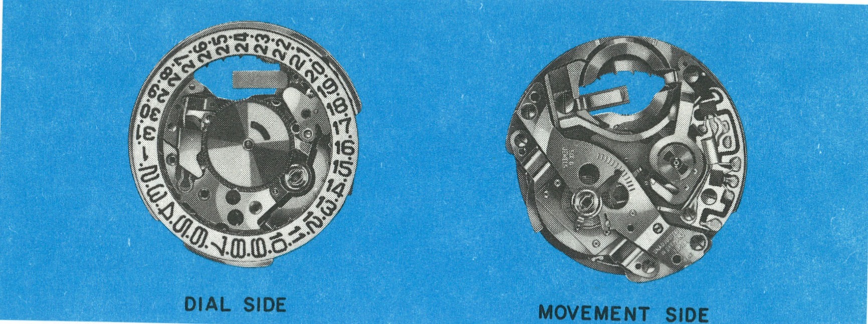 The Model 87 movement, dial side and movement side