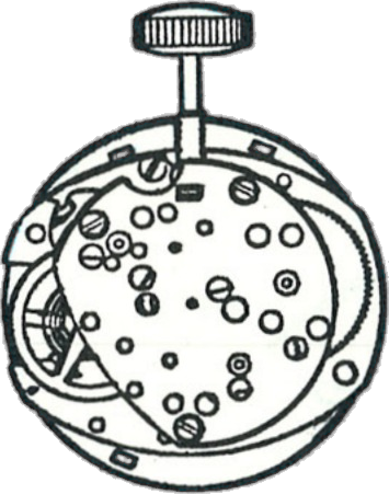 Timex M101, movement side, factory manual drawing