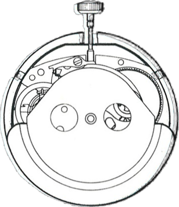 Timex M109, movement side, factory manual drawing