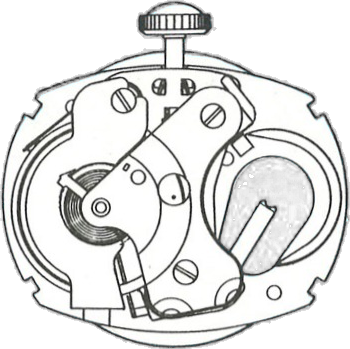 Timex M253, movement side, factory manual drawing