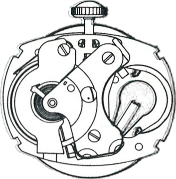 Timex M260, movement side, factory manual drawing