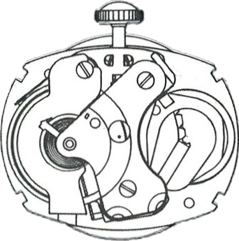 Timex M262, movement side, factory manual drawing