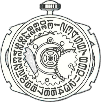 Timex M265, dial side, factory manual drawing