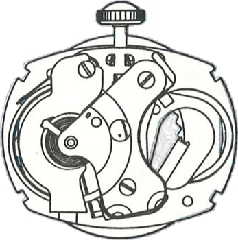 Timex M265, movement side, factory manual drawing
