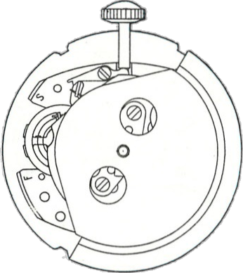 Timex M32, movement side, factory manual drawing