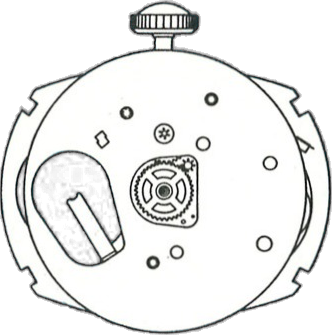 Timex M40, dial side, factory manual drawing