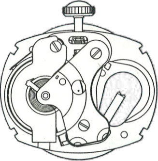 Timex M40, movement side, factory manual drawing