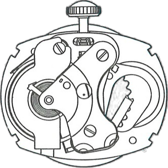 Timex M51, movement side, factory manual drawing