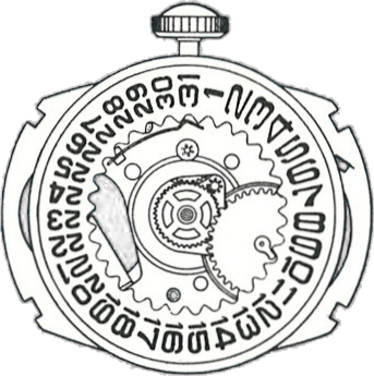 Timex M65, dial side, factory manual drawing