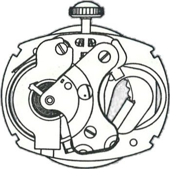 Timex M65, movement side, factory manual drawing