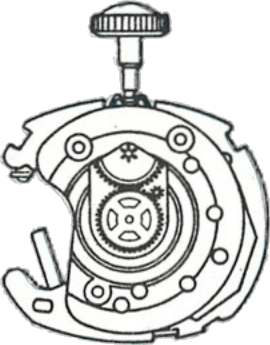 Timex M69, dial side, factory manual drawing